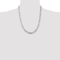 Sterling Silver Rhodium-Plated 6.75mm Flat Figaro Chain Necklace - 22 Inches by Lumare Gioia