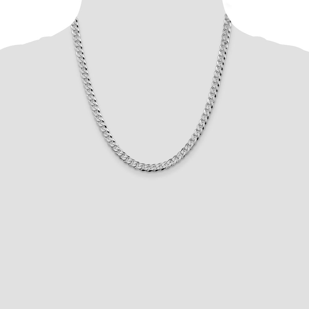 Sterling Silver Rhodium-Plated 6mm Beveled Curb Chain - 20 Inches by Lumare Gioia