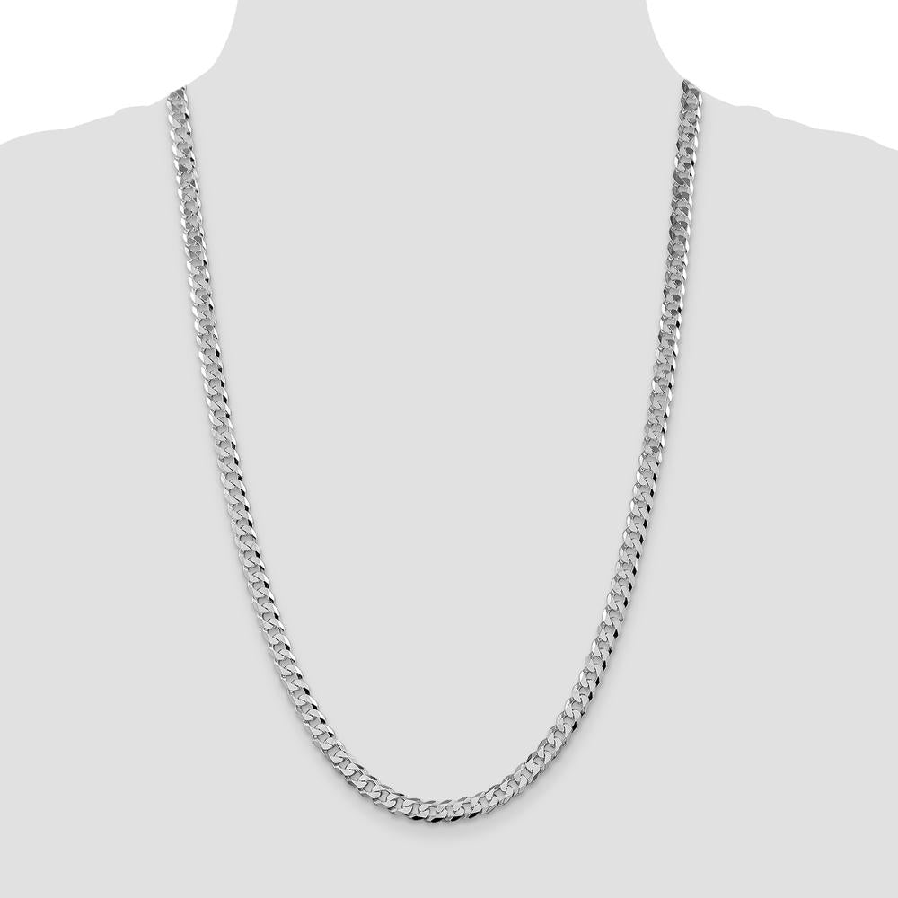 Sterling Silver Rhodium-Plated 6mm Beveled Curb Chain Necklace - 26 inches by Lumare Gioia