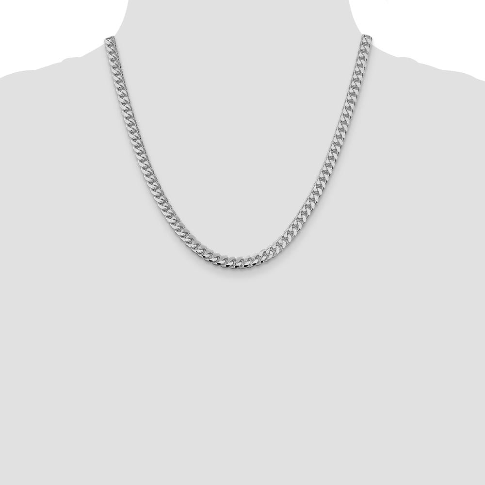 Sterling Silver Rhodium-Plated 6mm Domed Curb Chain Necklace - 20 Inches by Lumare Gioia