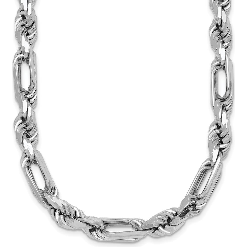 Sterling Silver Rhodium-Plated 7.00mm Figaro Rope Chain Necklace - 19.75" Length by Lumare Gioia