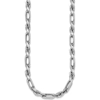 Sterling Silver Rhodium-Plated 7.00mm Figaro Rope Chain Necklace - 19.75" Length by Lumare Gioia