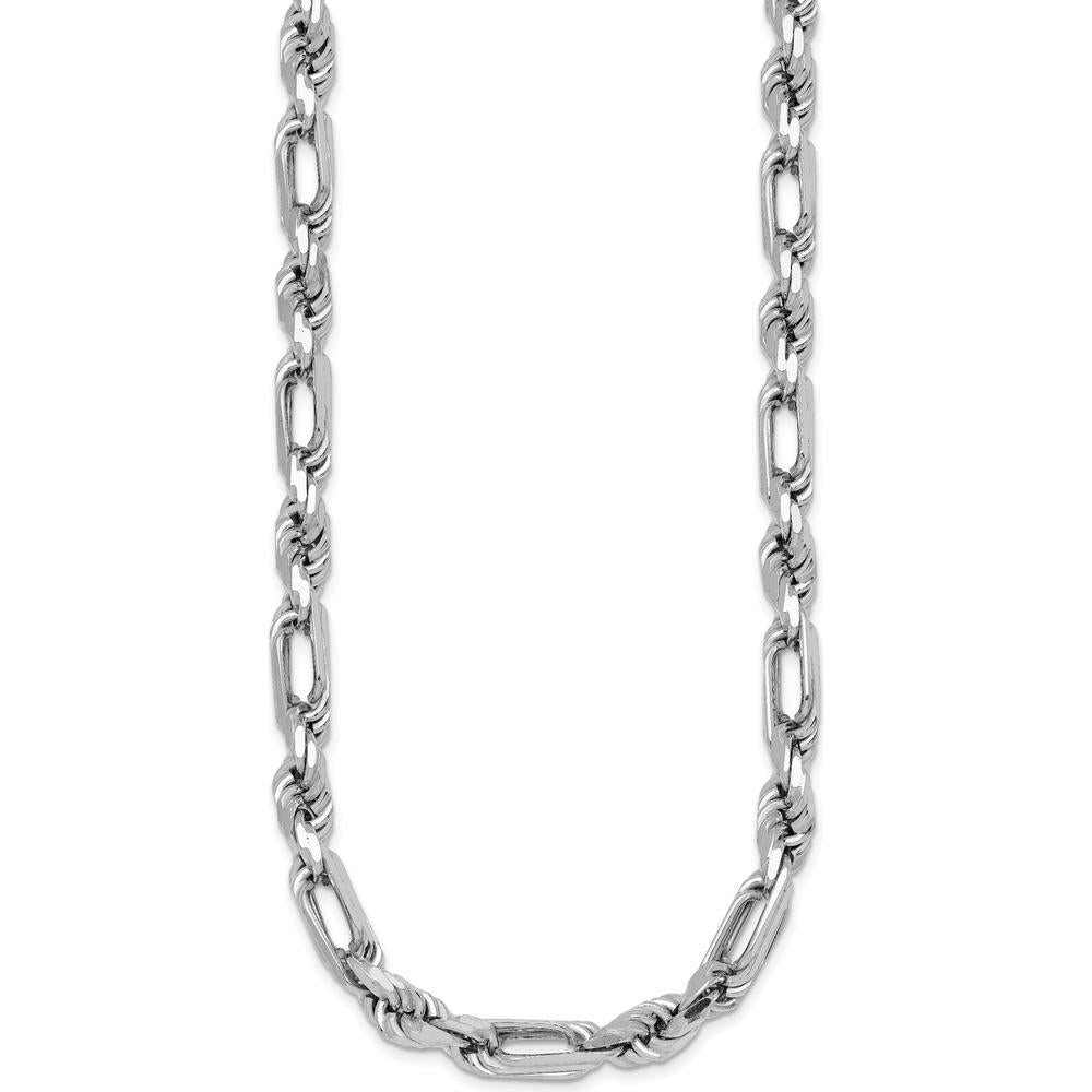 Sterling Silver Rhodium-Plated 7.00mm Figaro Rope Chain Necklace - 19.75" Length by Lumare Gioia