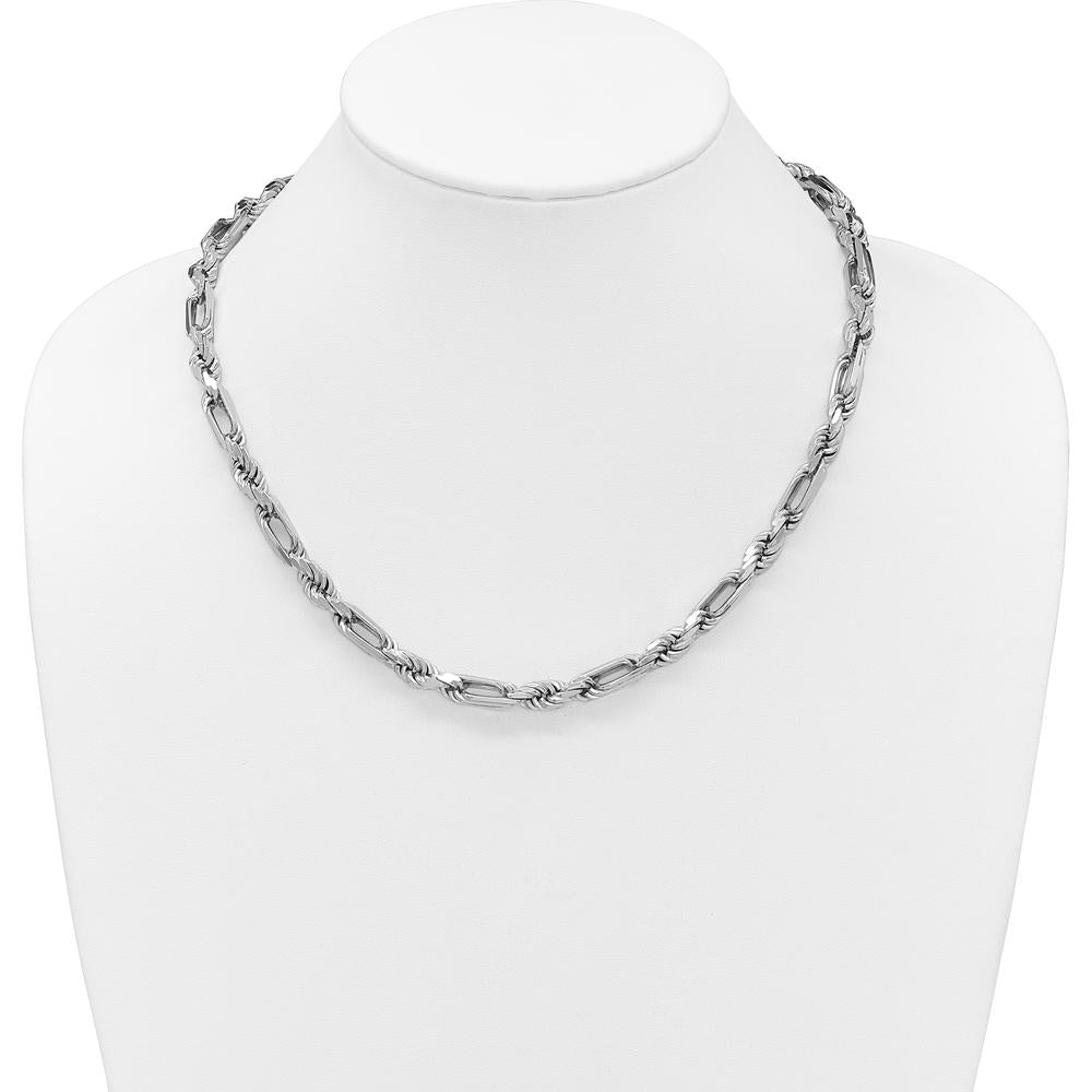 Sterling Silver Rhodium-Plated 7.00mm Figaro Rope Chain Necklace - 19.75" Length by Lumare Gioia