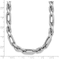 Sterling Silver Rhodium-Plated 7.00mm Figaro Rope Chain Necklace - 19.75" Length by Lumare Gioia