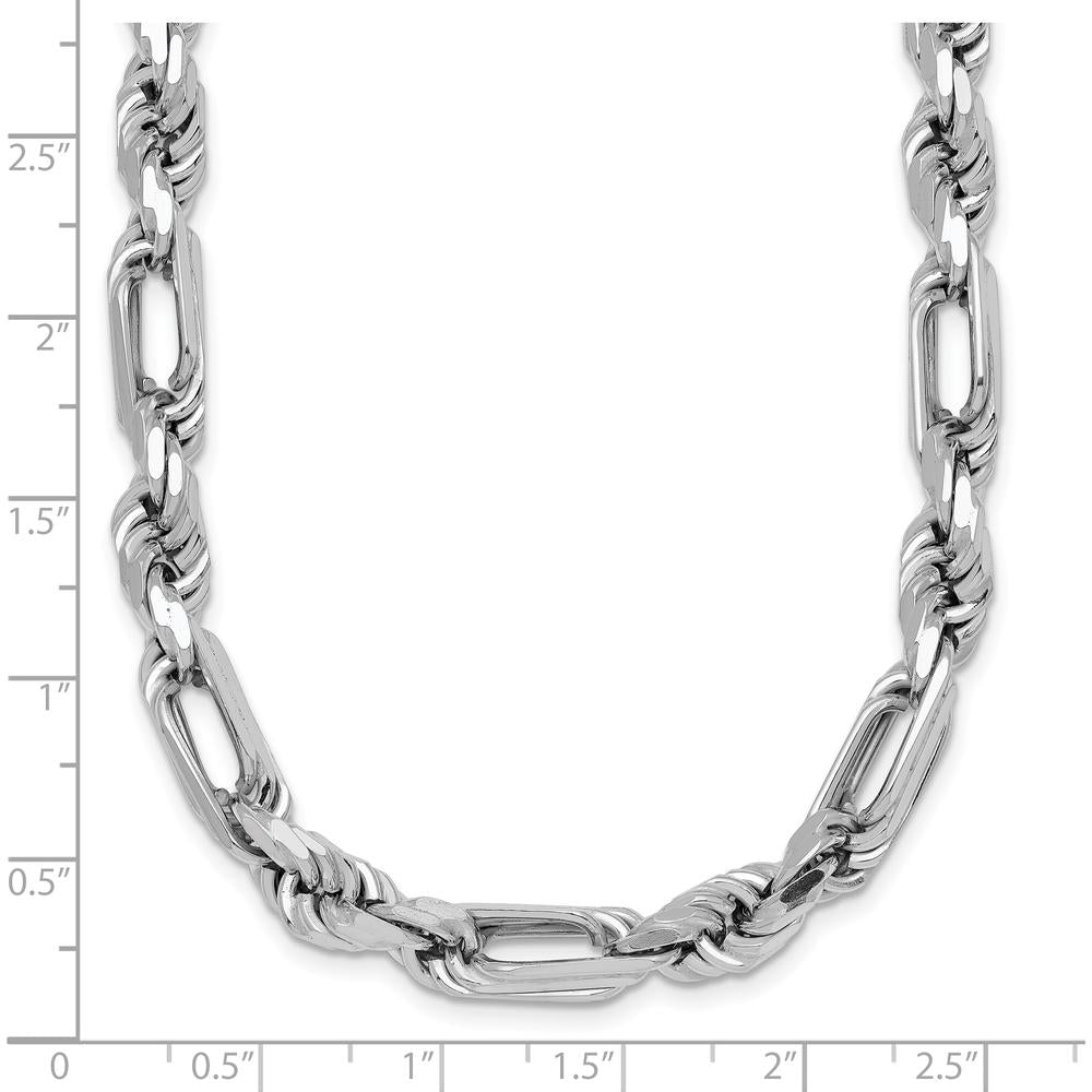 Sterling Silver Rhodium-Plated 7.00mm Figaro Rope Chain Necklace - 19.75" Length by Lumare Gioia