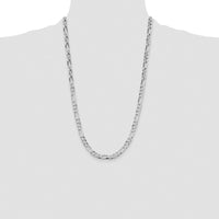 Sterling Silver Rhodium-Plated 7.0mm Flat Figaro Chain Necklace - 26" Lightweight Design by Lumare Gioia
