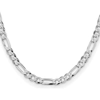 Sterling Silver Rhodium-Plated 7.0mm Lightweight Flat Figaro Chain - 24" Length by Lumare Gioia
