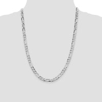 Sterling Silver Rhodium-Plated 7.0mm Lightweight Flat Figaro Chain - 24" Length by Lumare Gioia