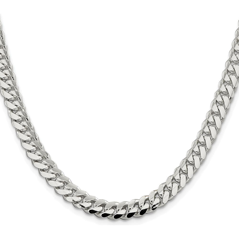 Sterling Silver Rhodium-Plated 7.0mm Polished Domed Curb Chain - 20 Inches by Lumare Gioia