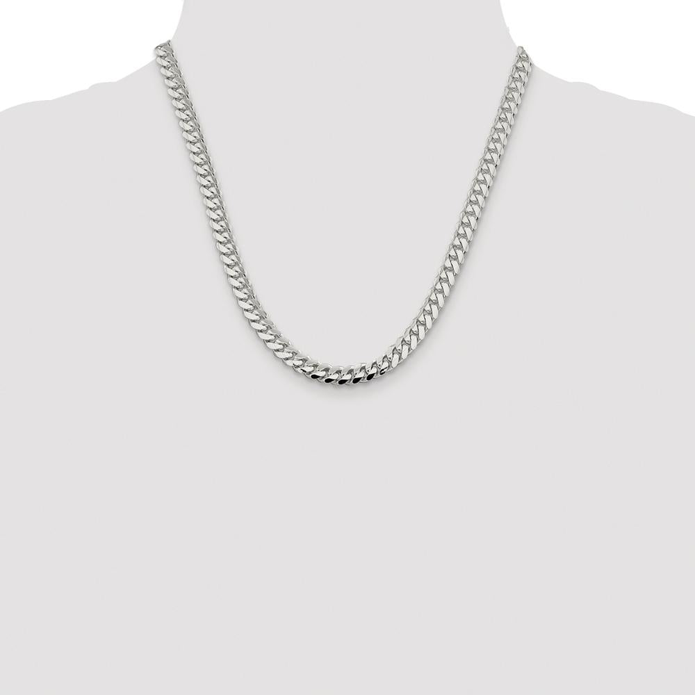 Sterling Silver Rhodium-Plated 7.0mm Polished Domed Curb Chain - 20 Inches by Lumare Gioia