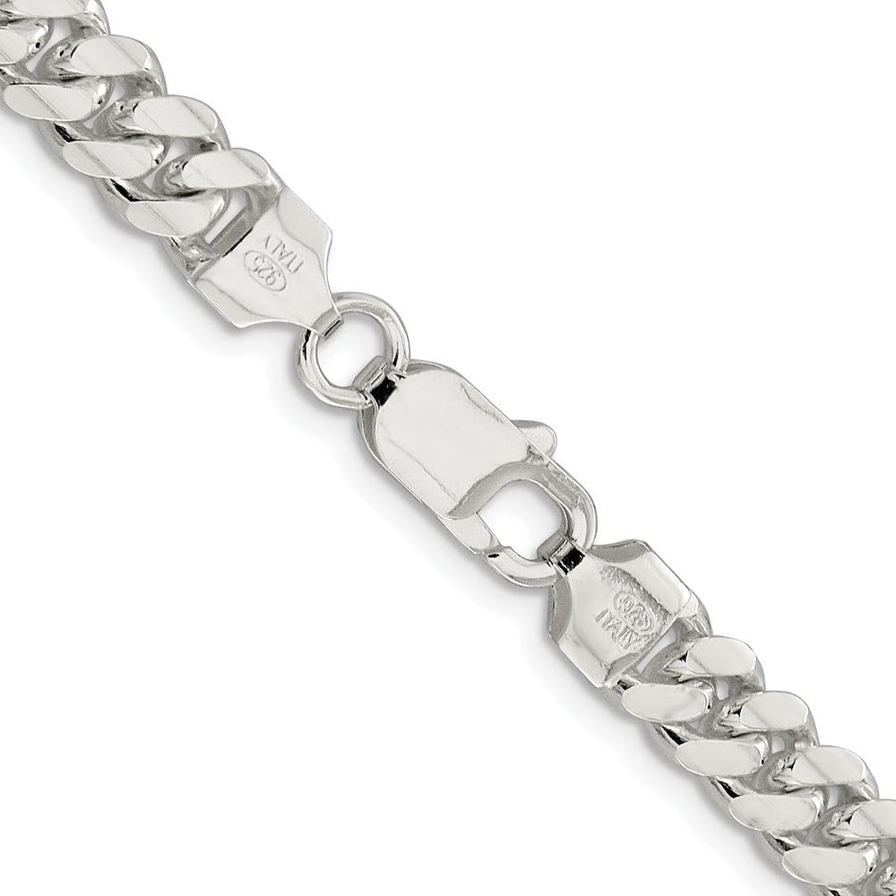 Sterling Silver Rhodium-Plated 7.0mm Polished Domed Curb Chain - 24 Inches by Lumare Gioia