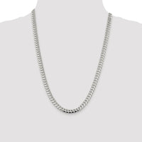 Sterling Silver Rhodium-Plated 7.0mm Polished Domed Curb Chain - 24 Inches by Lumare Gioia