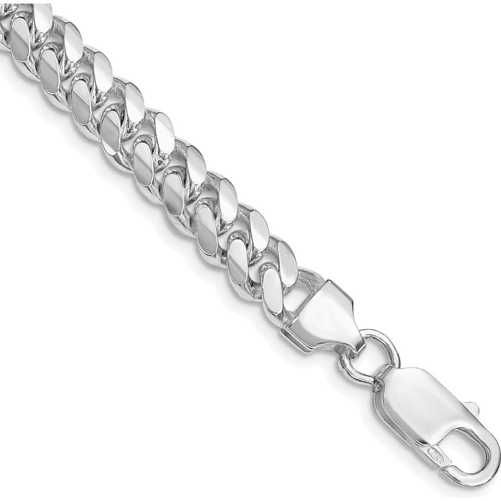 Sterling Silver Rhodium-Plated 7.0mm Polished Domed Curb Chain Bracelet - 8 Inches by Lumare Gioia