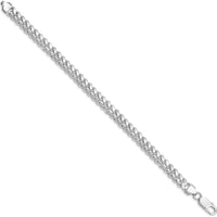 Sterling Silver Rhodium-Plated 7.0mm Polished Domed Curb Chain Bracelet - 8 Inches by Lumare Gioia