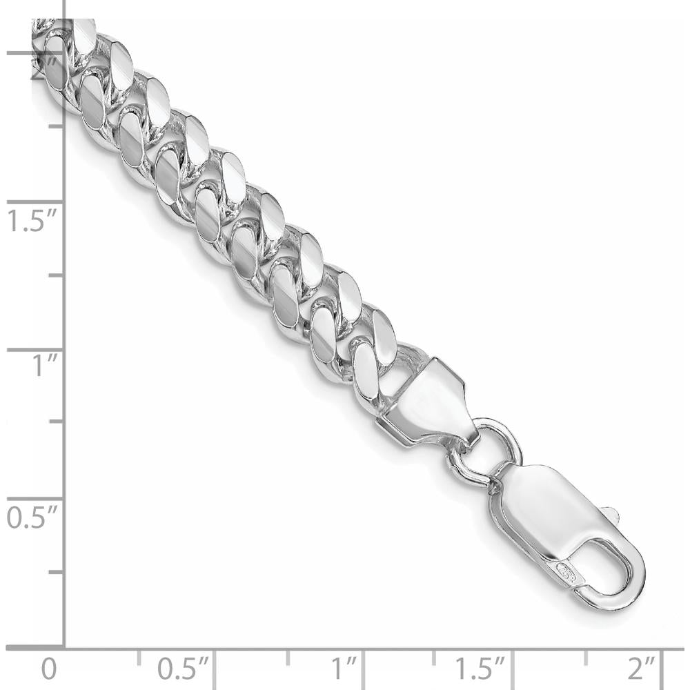 Sterling Silver Rhodium-Plated 7.0mm Polished Domed Curb Chain Bracelet - 8 Inches by Lumare Gioia