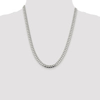 Sterling Silver Rhodium-Plated 7.0mm Polished Domed Curb Chain Necklace - 22 Inches by Lumare Gioia