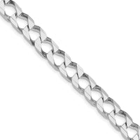 Sterling Silver Rhodium-Plated 7.2mm Diamond-Cut Square Curb Chain - 26 inches by Lumare Gioia