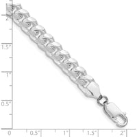 Sterling Silver Rhodium-Plated 7.35mm Diamond-Cut Curb Chain Bracelet - 8 inches by Lumare Gioia