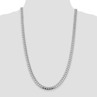Sterling Silver Rhodium-Plated 7.35mm Diamond-Cut Curb Chain Necklace - 26 Inches by Lumare Gioia