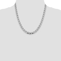 Sterling Silver Rhodium-Plated 7.4mm Diamond-Cut Flat Anchor Curb Chain - 20" Length by Lumare Gioia