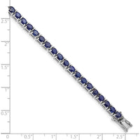 Sterling Silver Rhodium-Plated 7.5-inch Tennis Bracelet with Oval Blue Sapphires - 0.155 Carat Total Sapphire Weight by 0