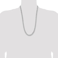 Sterling Silver Rhodium-Plated 7.5mm Curb Chain Necklace - 26 Inches by Lumare Gioia
