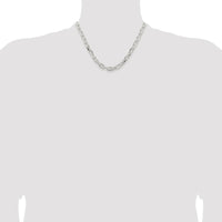 Sterling Silver Rhodium-Plated 7.5mm Diamond-Cut Long Link Cable Chain Necklace - 18 Inches by Lumare Gioia