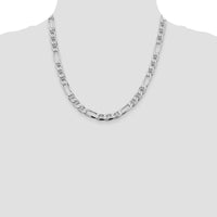 Sterling Silver Rhodium-Plated 7.5mm Figaro Anchor Chain - 20" Length by Lumare Gioia