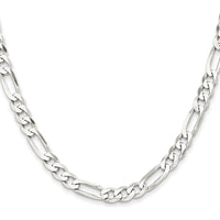 Sterling Silver Rhodium-Plated 7.5mm Figaro Chain - 20 inches by Lumare Gioia