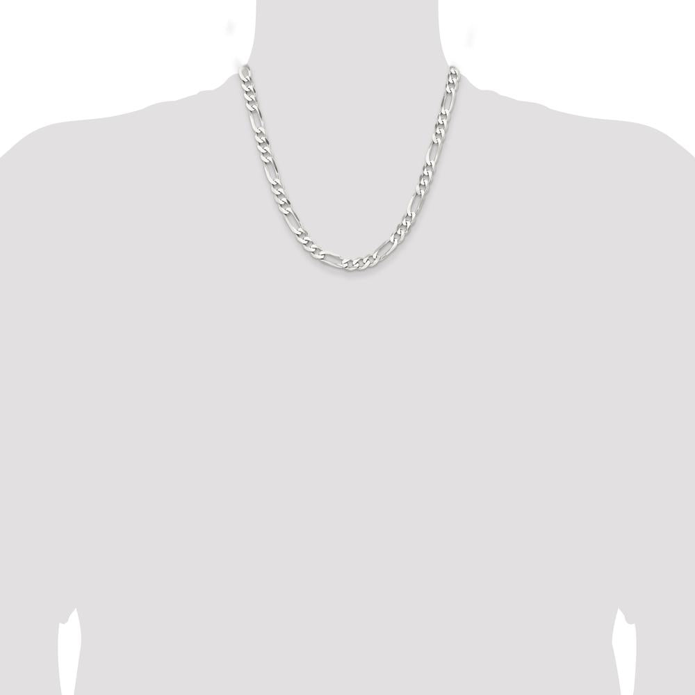 Sterling Silver Rhodium-Plated 7.5mm Figaro Chain - 20 inches by Lumare Gioia