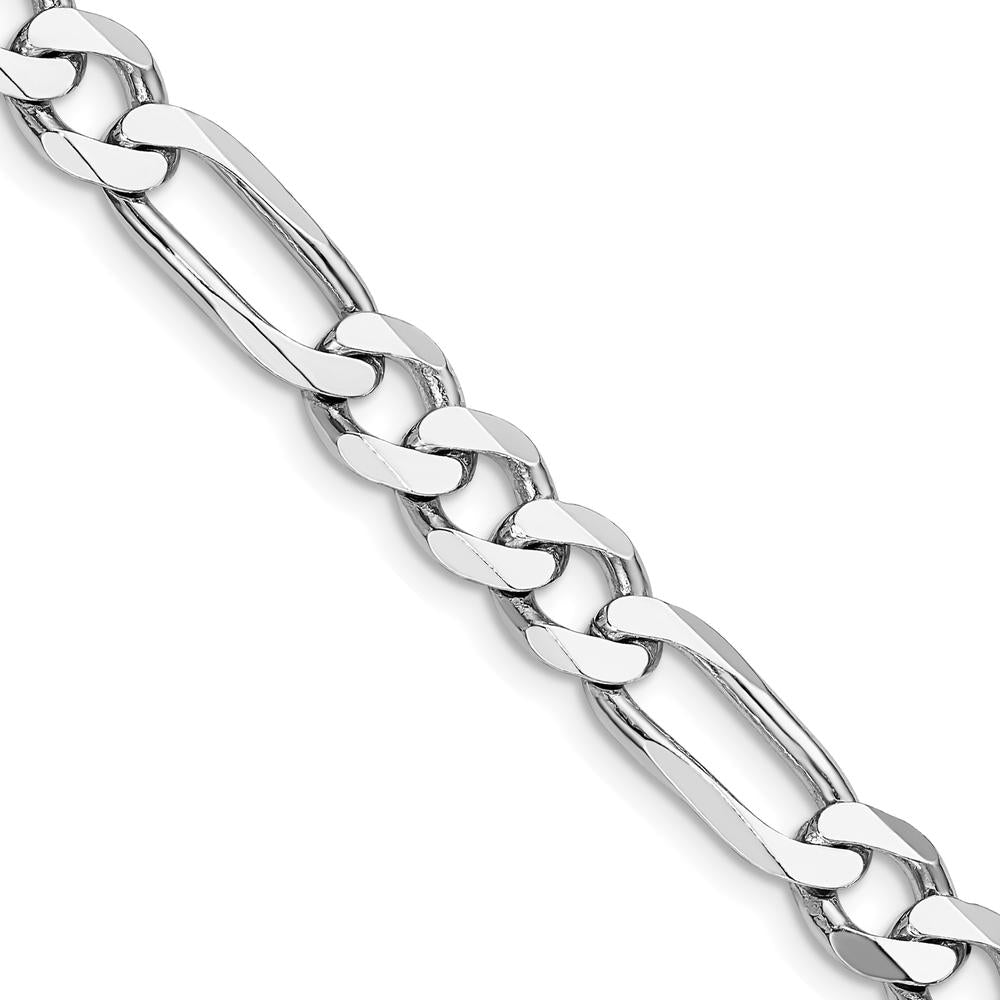 Sterling Silver Rhodium-Plated 7.5mm Figaro Chain - 26 inches by Lumare Gioia
