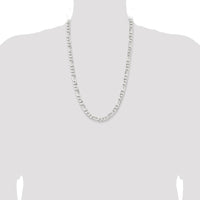 Sterling Silver Rhodium-Plated 7.5mm Figaro Chain - 26 inches by Lumare Gioia