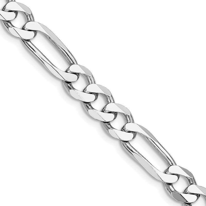 Sterling Silver Rhodium-Plated 7.5mm Figaro Chain Necklace - 22 Inches by Lumare Gioia