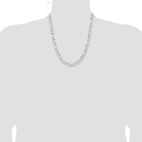 Sterling Silver Rhodium-Plated 7.5mm Figaro Chain Necklace - 22 Inches by Lumare Gioia