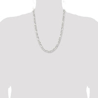 Sterling Silver Rhodium-Plated 7.5mm Figaro Chain Necklace - 24" by Lumare Gioia