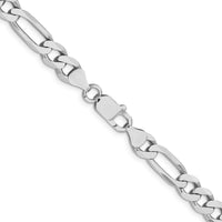 Sterling Silver Rhodium-Plated 7.5mm Figaro Chain Necklace - 28 Inches by Lumare Gioia