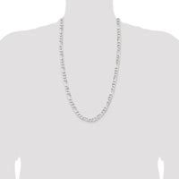 Sterling Silver Rhodium-Plated 7.5mm Figaro Chain Necklace - 28 Inches by Lumare Gioia