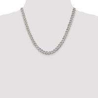 Sterling Silver Rhodium-Plated 7.5mm Pave Curb Chain Necklace - 20 inches by Lumare Gioia