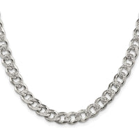 Sterling Silver Rhodium-Plated 7.5mm Pave Curb Chain Necklace - 22 Inches by Lumare Gioia