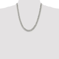 Sterling Silver Rhodium-Plated 7.5mm Pave Curb Chain Necklace - 22 Inches by Lumare Gioia