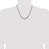 Sterling Silver Rhodium-Plated 7.75mm Figaro Chain Necklace - 20" Length by Lumare Gioia