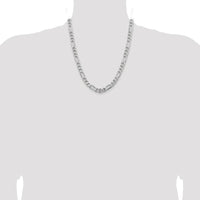 Sterling Silver Rhodium-Plated 7.75mm Figaro Chain Necklace - 22" by Lumare Gioia
