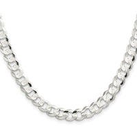 Sterling Silver Rhodium-Plated 7.8mm Concave Beveled Curb Chain - 18 inches by Lumare Gioia