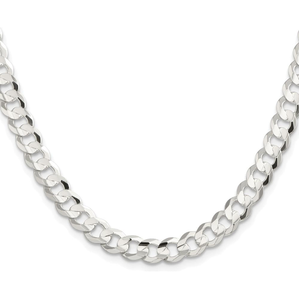 Sterling Silver Rhodium-Plated 7.8mm Concave Beveled Curb Chain - 18 inches by Lumare Gioia