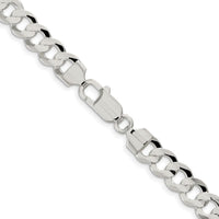 Sterling Silver Rhodium-Plated 7.8mm Concave Beveled Curb Chain - 18 inches by Lumare Gioia