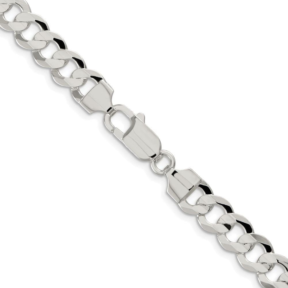 Sterling Silver Rhodium-Plated 7.8mm Concave Beveled Curb Chain - 18 inches by Lumare Gioia