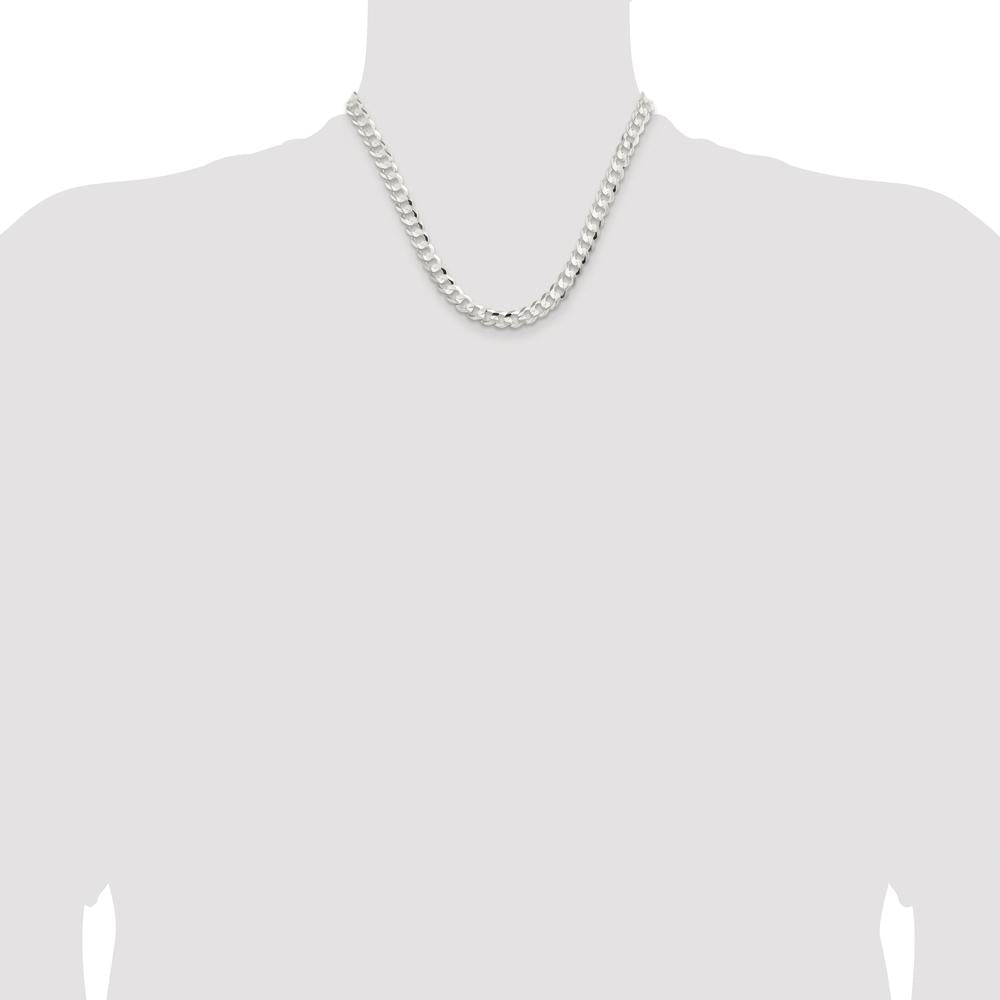 Sterling Silver Rhodium-Plated 7.8mm Concave Beveled Curb Chain - 18 inches by Lumare Gioia