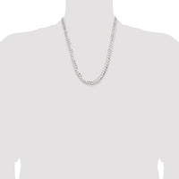Sterling Silver Rhodium-Plated 7.8mm Concave Beveled Curb Chain - 22 Inches by Lumare Gioia