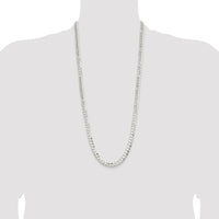 Sterling Silver Rhodium-Plated 7.8mm Concave Beveled Curb Chain Necklace - 30 Inches Long by Lumare Gioia